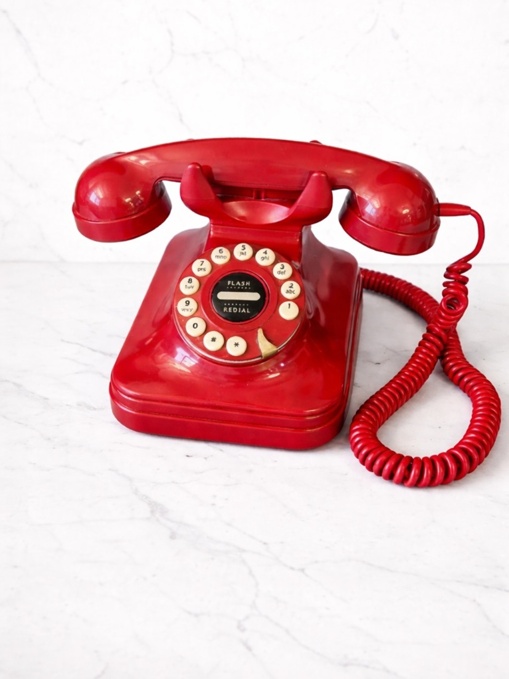 Vintage Red Rotary Phone Grand Phone Retro Landline
